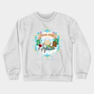 Happy Passover Festival Traditional Symbols Pesach Seder Decoration Crewneck Sweatshirt